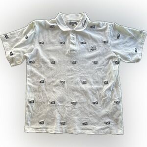 Malbon x Links  Winston Flag Pique Polo Mens Small Short Sleeve Embroidered